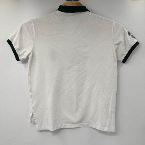 Polo Ralph Lauren Custom Fit Polo Shirt Tennis Green Yellow Stripe Mens Large - Picture 3 of 6